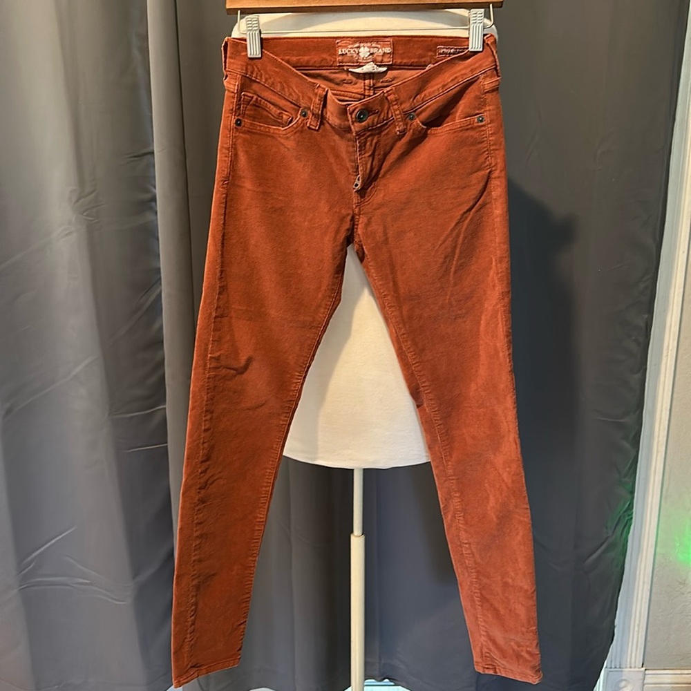 Lucky Brand Women’s Burnt Orange Charlie Skinny Corduroy Pants Size 2
